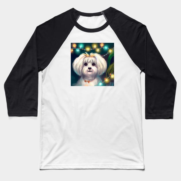 Cute Maltese Dog Drawing Baseball T-Shirt by Play Zoo